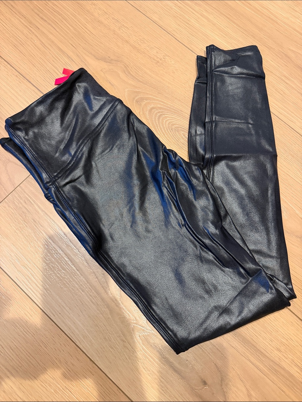 SPANX Shiny Black Faux-Leather Jeggings